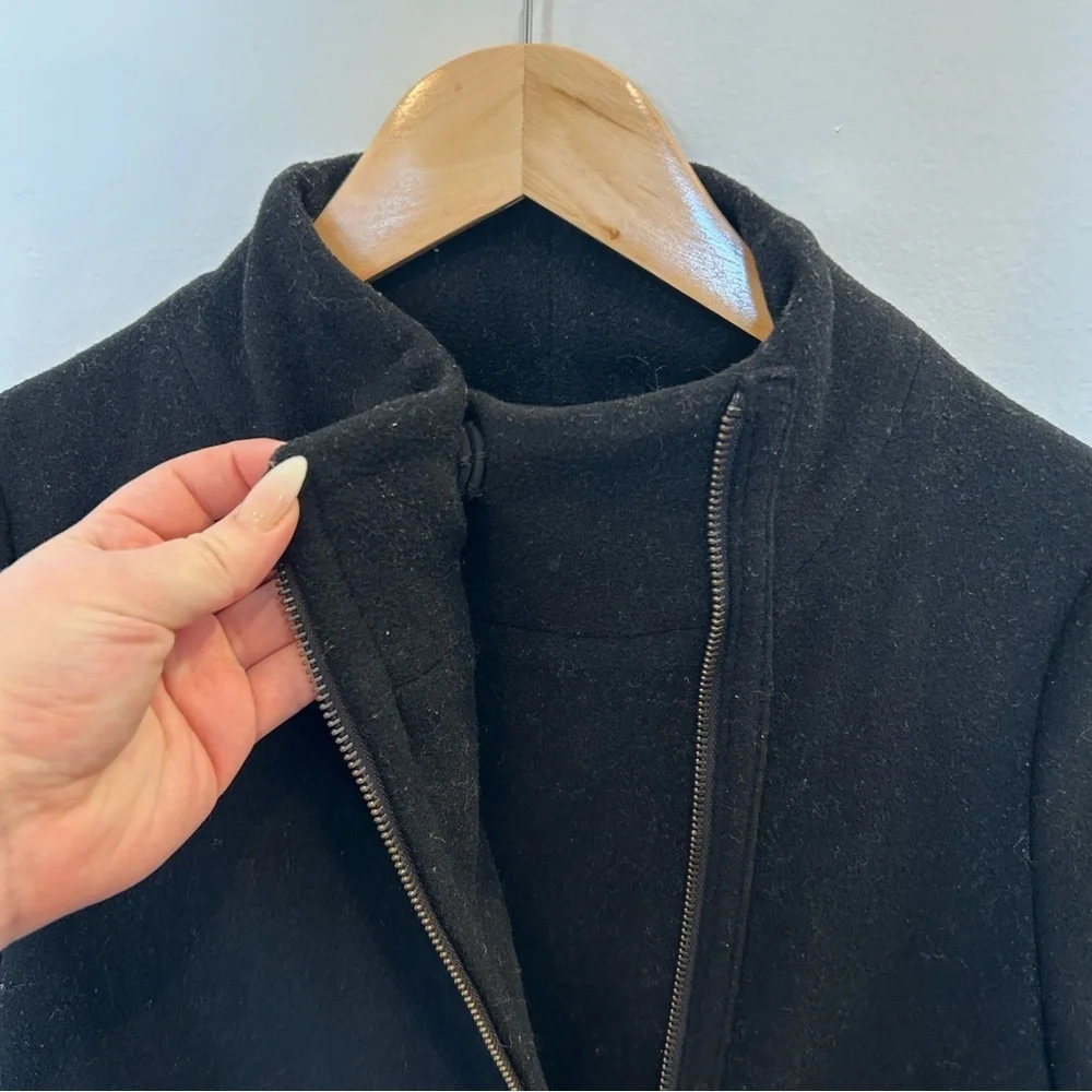 BCBGMaxAzria Black Pea Coat with High Collar